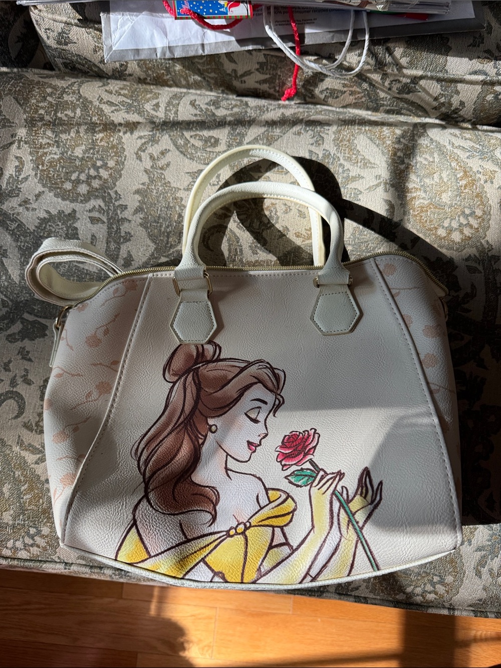 Belle Storybook Satchel in White and Yellow